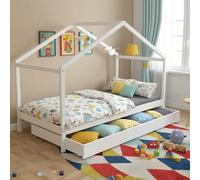 Lit cabane KOALA 90x190 + 1 sommier + 1 Tiroir / Blanc