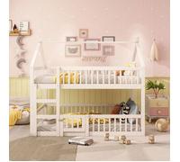Lit cabane lit enfant Lit superpos avec escalier Lit 140x200 cm Lit familial bois massif Blanc
