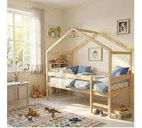 Lit cabane MIKA 90x190 + sommier / Bois clair
