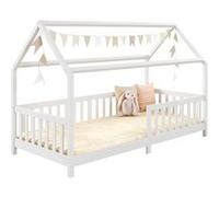 Lit cabane NINA 90 x 200 cm, en pin massif lasuré blanc Blanc G