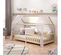 Lit cabane NINA lit enfant simple montessori en bois 90 x 200 cm, en pin massif finition naturelle