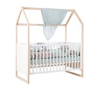 Lit Cabane ?noah? 70 X 140 Cm ? Évolutif Blanc - Chêne Tristan 70X140