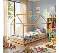 Lit cabane et sommier 90x190 Weber Industries Panda - Naturel