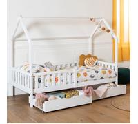 Lit cabane pour enfant 190x90cm blanc avec tiroirs marceau