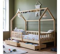 Lit cabane pour enfant 190x90cm en bois avec tiroirs MARCEAU