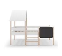 Lit cabane pour enfant en bois coloris blanc, couchage 90 x 190 cm - Longueur 203 x Profondeur 123 x Hauteur 164 cm - -