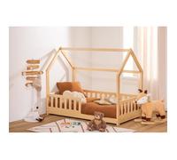 Lit cabane pour Enfant en Bois Naturel 80x160
