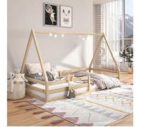 IDIMEX Lit cabane SILA 90x200 cm, lit Simple Enfant 1 Place Type Montessori, en pin Massif Finition Naturelle
