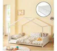 Lit de maison 'Simo' avec matelas 140x200cm pin blanc