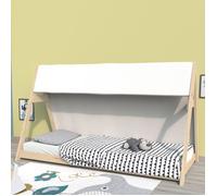 Lit cabane Tipi 70x140 cm avec sommier et toile - Naturel