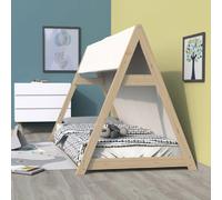 Lit cabane TIPI 70x140 + 1 toile + 1 sommier / Naturel