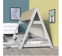 Lit cabane TIPI 90x190 + 1 toile + 1 sommier / Blanc