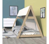 Lit cabane TIPI 90x190 + 1 toile + 1 sommier / Brut