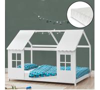 Lit d'enfant 'Tostedt' design semi-ouvert 90x200cm avec matelas blanc