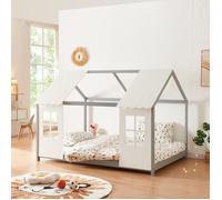 Lit d'enfant 'Tostedt' design semi-ouvert 120x200cm gris/blanc