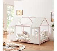Lit d'enfant 'Tostedt' design semi-ouvert 120x200cm rose/blanc