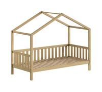 VIPACK Lit cabane Dallas - 90x200 cm, avec rebord latéral, chêne naturel