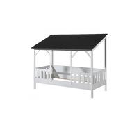 Lit Cabane Vipack Malia 90x200 avec Toit Noir - Confort et Sécurité