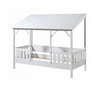 Lit de maison Vipack avec surface de couchage de 90 x 200 cm, toit en blanc