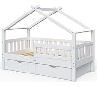 Lit cabane Vitalispa Design Blanc 80x160 cm avec 2 tiroirs, Model 33270