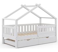 Lit cabane Vitalispa Design Blanc 80x160 cm avec lit d'appoint, Model 35965