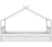 Lit cabane Vitalispa Design Blanc 90x200 cm avec 2 tiroirs, Model 36918