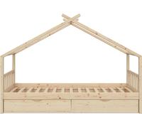 Lit cabane Vitalispa Design Naturel bois 90x200 cm avec 2 tiroirs, Model 37051