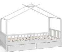 Lit cabane Vitalispa Franka Blanc 90x200 cm avec 2 tiroirs, Model 40400