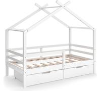 Lit cabane Vitalispa Luni Blanc 160 x 80 cm avec des boîtes de rangement, Model 57925