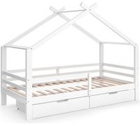 Lit cabane Vitalispa Luni Blanc 200 x 90 cm avec deux boîtes de rangement coulissantes, Model 57927