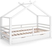 Lit cabane Vitalispa Luni Blanc 200 x 90 cm avec lit d'appoint, Model 57926