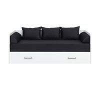 Lit, canapé convertible 80-160x200 cm coloris Blanc Brillant avec coffre de rangement, matelas et 3 oreillers gris anthracite - Longueur 200,5 x Profondeur 79/154 x Hauteur 73 cm