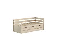 Lit de cabine Maggie - avec 3 tiroirs de rangement et coffre de lit - 90 x 200 - pin massif - pin laiteux