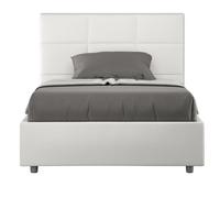 Lit capitonné 120x190 cm simili cuir blanc Mira Avec sommier et sans coffre