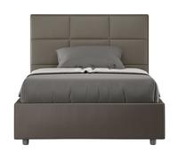 Lit capitonné 120x190 cm simili cuir cappuccino Mira Sans sommier et sans coffre