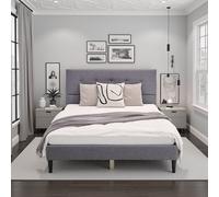 Lit capitonné 120x200 gris matelas et sommier tapissier lit double Homestyle4u