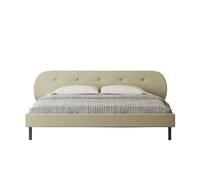 Lit capitonné 140x190cm beige avec tête de lit et sommier TULSA
