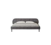 Lit capitonné 160x200cm gris avec tête de lit et sommier TULSA