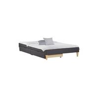 Cadre de Lit Rembourré 90x200 matelas tiroirs Sommier à lattes Gris Homestyle4u