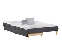 Lit capitonné avec matelas 90x200 cm 2 tiroirs Beige G