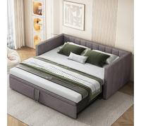 Lit capitonné canapé-lit escamotable 90/180x200cm avec lattes, multifonctionnel en velours doux pour la peau, gris, ancienne référence LDU00058AAE