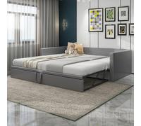 Lit capitonné canapé-lit escamotable 90/180x200cm avec lattes, multifonctionnel en velours doux pour la peau, gris