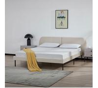 Lit capitonné Porvoo 160 x 200 cm beige [en.casa]