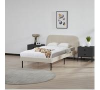 Lit capitonné Porvoo 90 x 200 cm beige [en.casa]