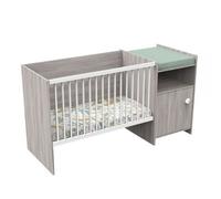 BABY PRICE UP Lit combiné 120x60 cm - Transformable en 90x190 - Avec porte -Reproduction chêne silex