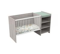 BABY PRICE UP Lit combiné 120x60 cm - Transformable en 90x190 - Avec étagères -Reproduction chêne silex