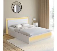 IDMarket Lit double CHARLIE 140 x 190 cm avec sommier et LED intégrées blanc