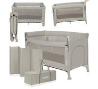 Lit Cododo 3en1 Ellen Avec Fonction Lit Parapluie Et Parc Bébé, Matelas Haute Densité Et Roulettes Beige Sand TU