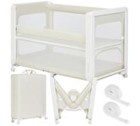 Lit cododo 5en1 LIONELO Patty - Lit bébé - Réglable en hauteur et inclinaison - Matelas 4cm - Roulettes avec frein - beige