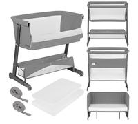 Lionelo Thomi Plus 5in1 Lit d'enfant, Lit d'appoint jusqu'à 9kg, , Lit de voyage, Parc jusqu'à 15kg, Canapé jusqu'à 100kg, Lit d'appoint, Réglable en hauteur - Gris